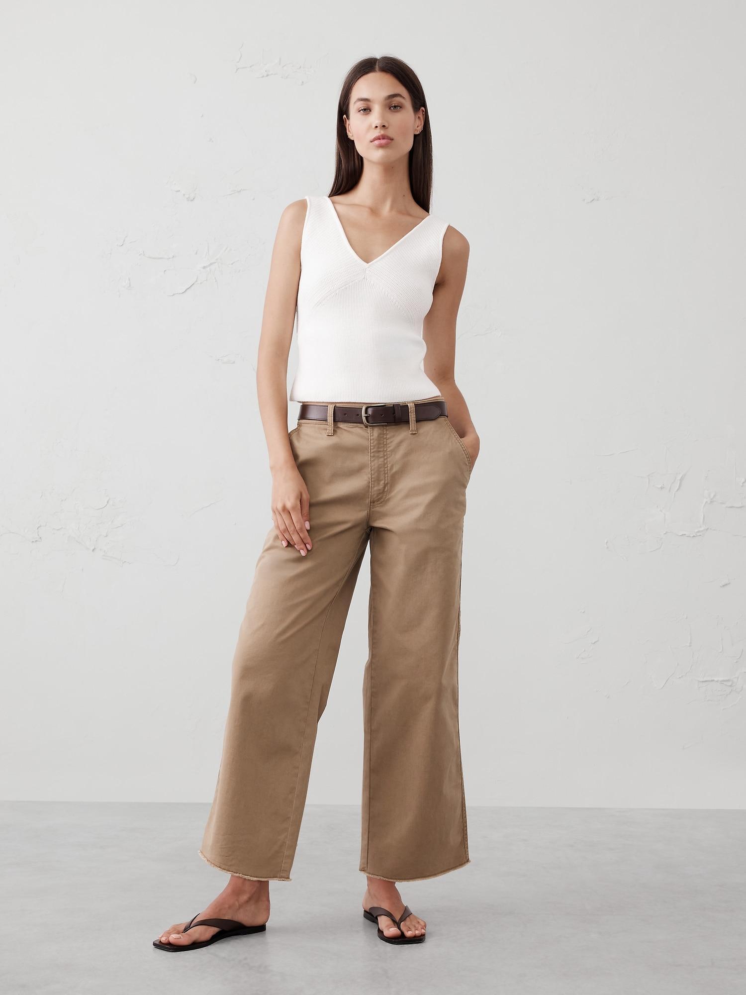 Wide-Leg High-Rise Cropped Chino Product Image
