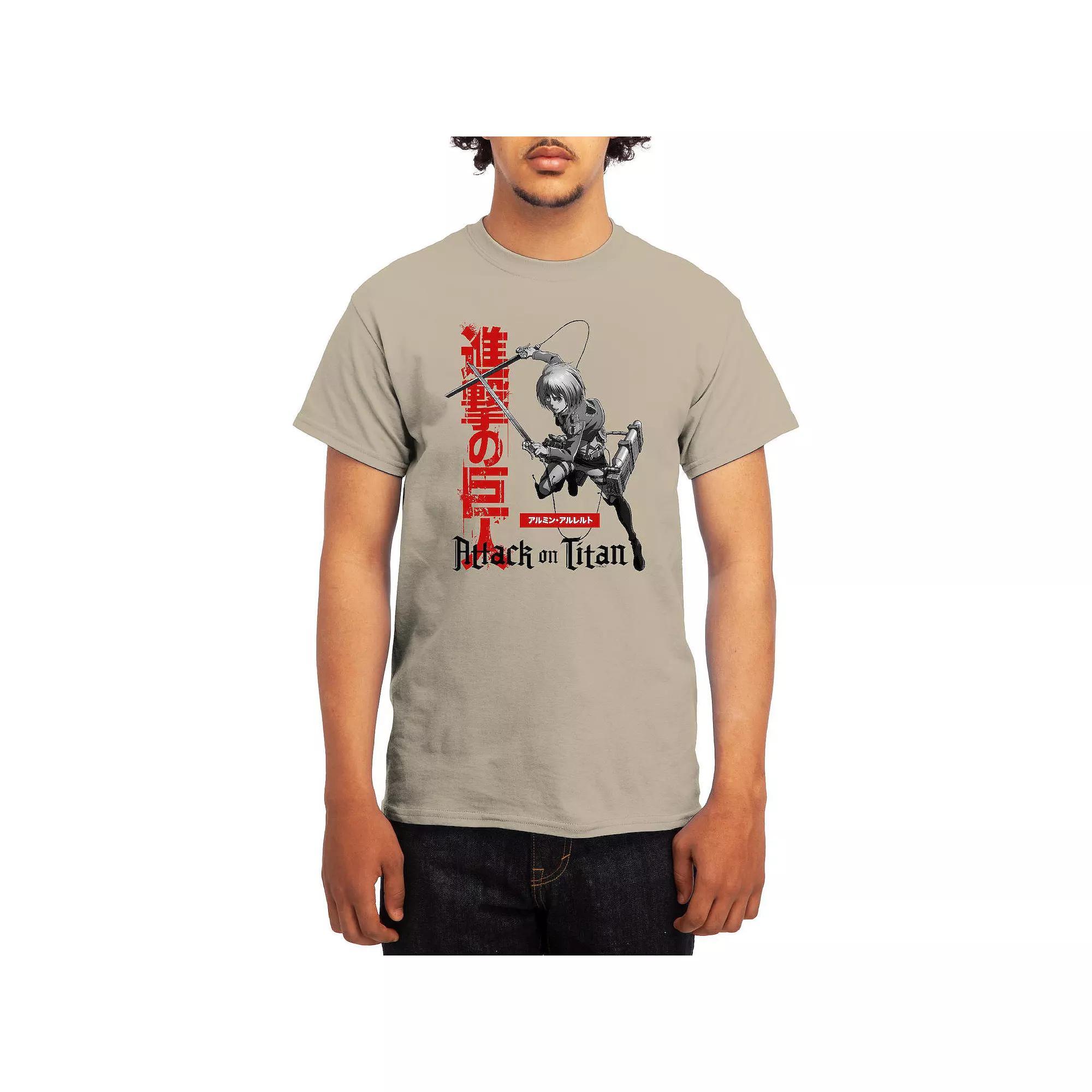 Men's Attack on Titan Armin Action Kanji Tee, Size: Large, Grey Kelly Product Image