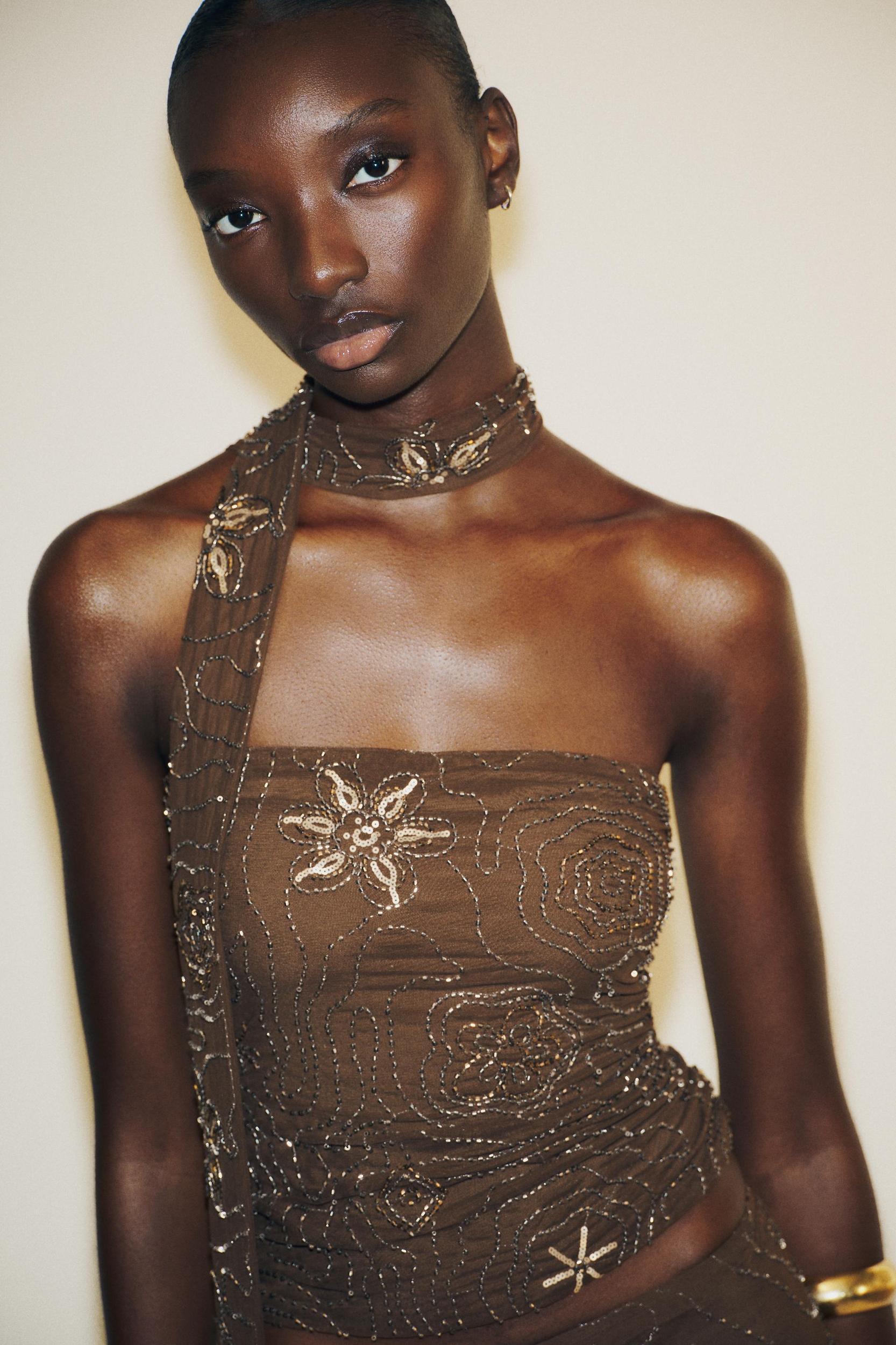 BEADED SCARF TOP Product Image