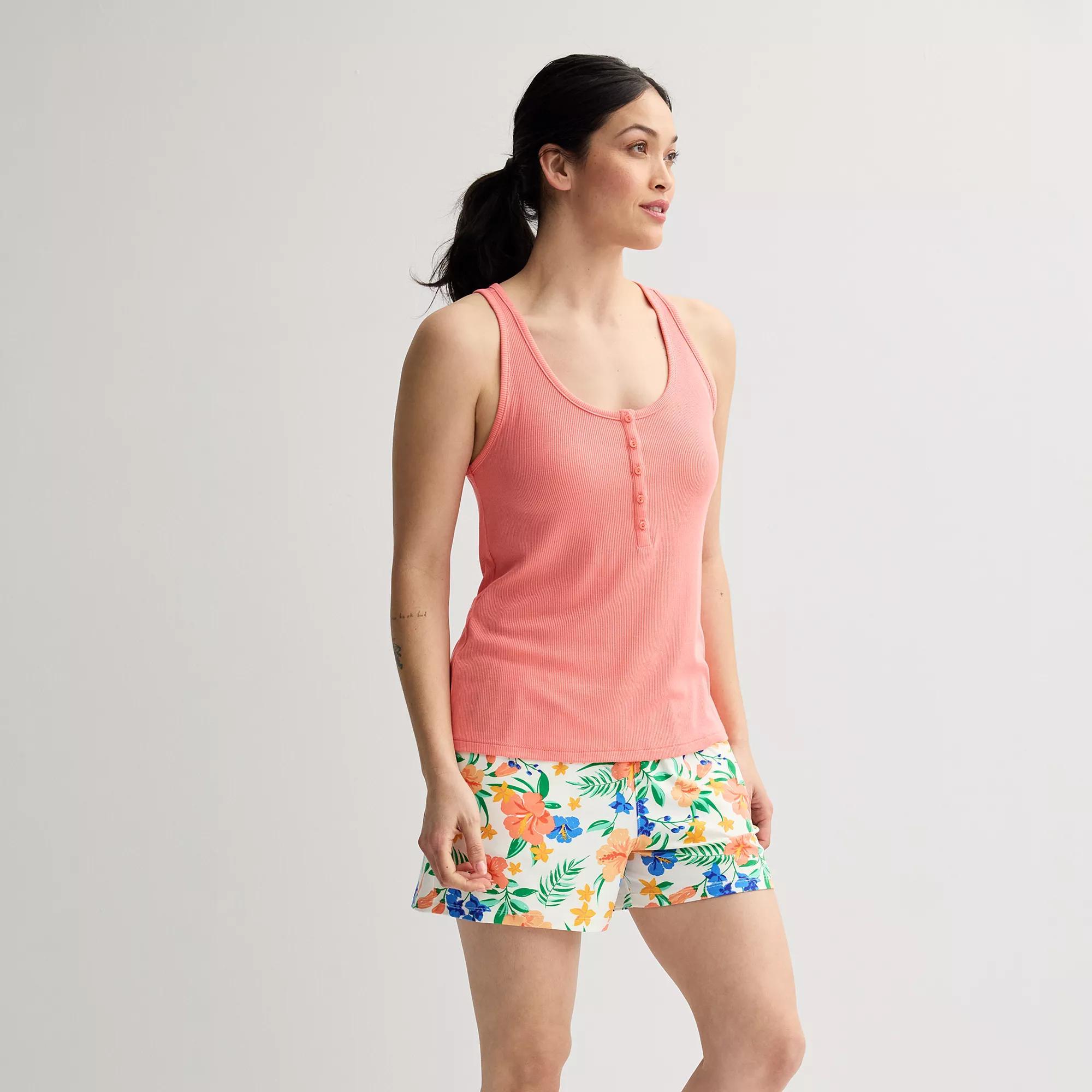 Women's Sonoma Goods For Life® 2-pc. Pajama Tank Top & Pajama Shorts Set, Size: XL, Ivory Floral Product Image