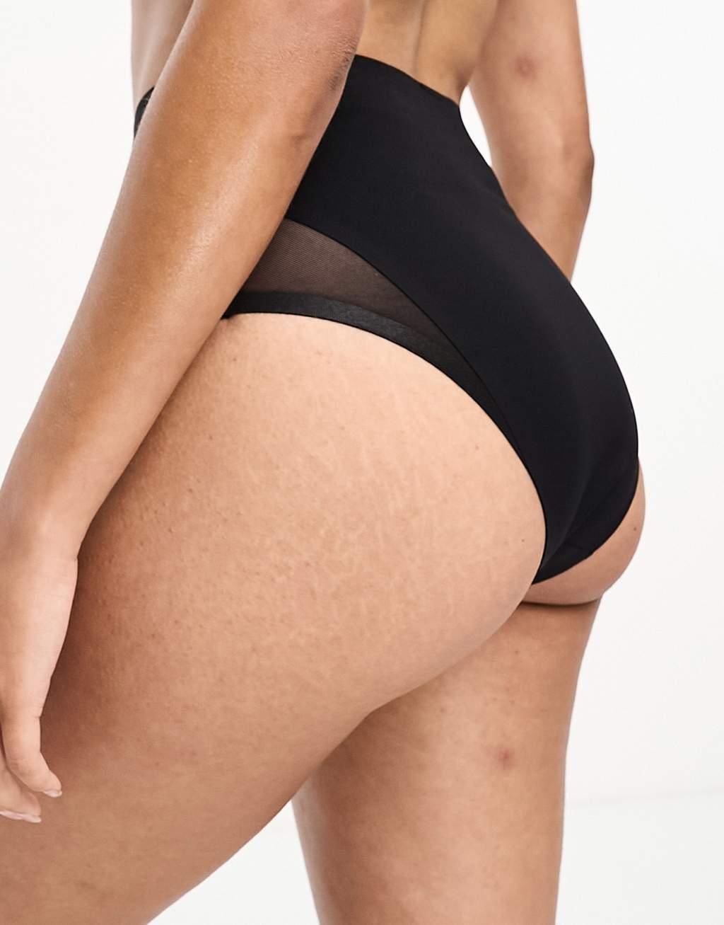 ASOS DESIGN Contouring medium control high waist brief with mesh Product Image