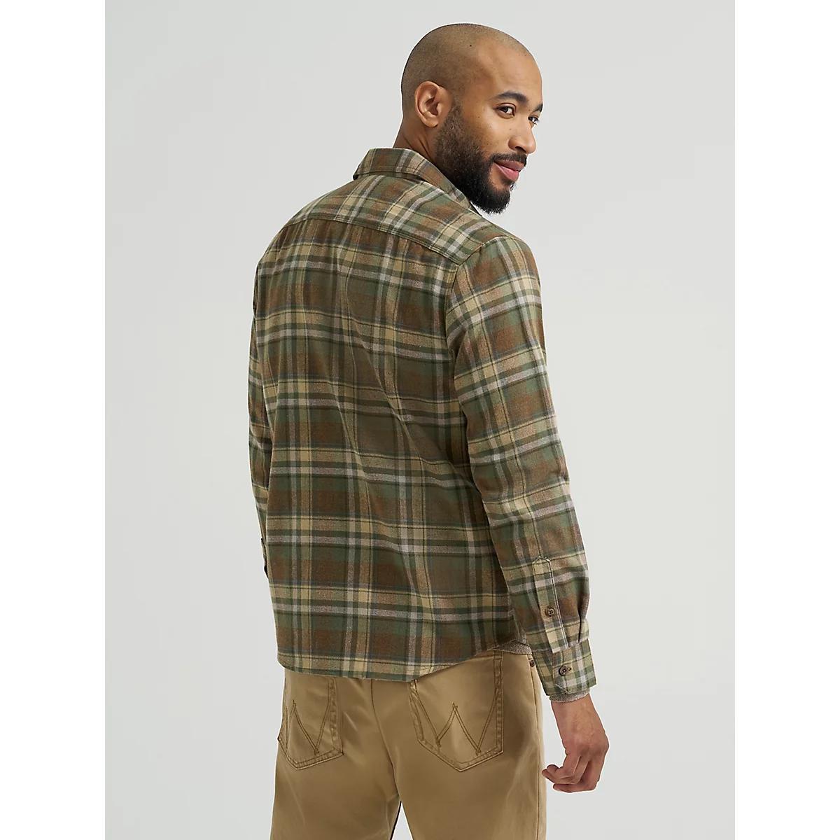 Men's Wrangler® Flannel Plaid Shirt in Thyme Product Image