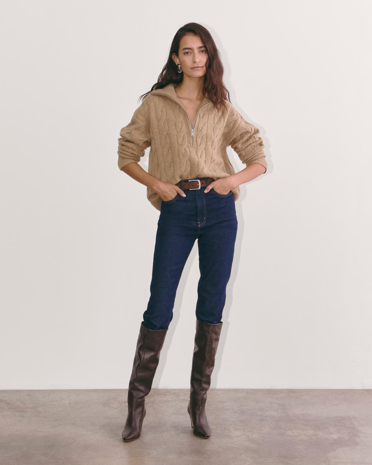 The Cable Half-Zip in Luxe Merino Product Image