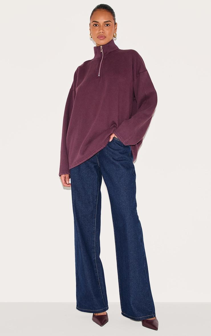 Plum Washed Quarter Zip Sweatshirt Product Image