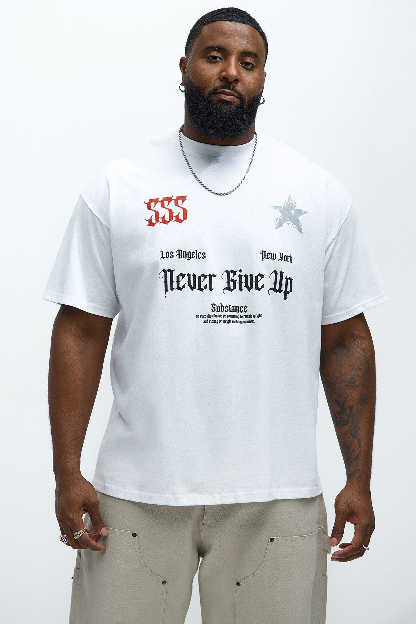 Never Give Up 555 Short Sleeve Tee - White Product Image