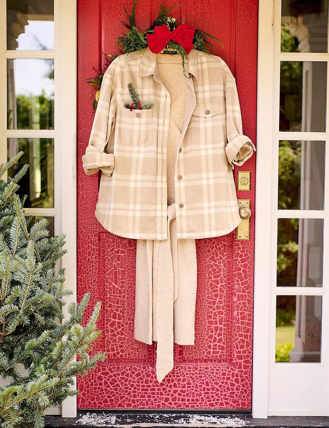 Button-Front Plaid Shacket Product Image