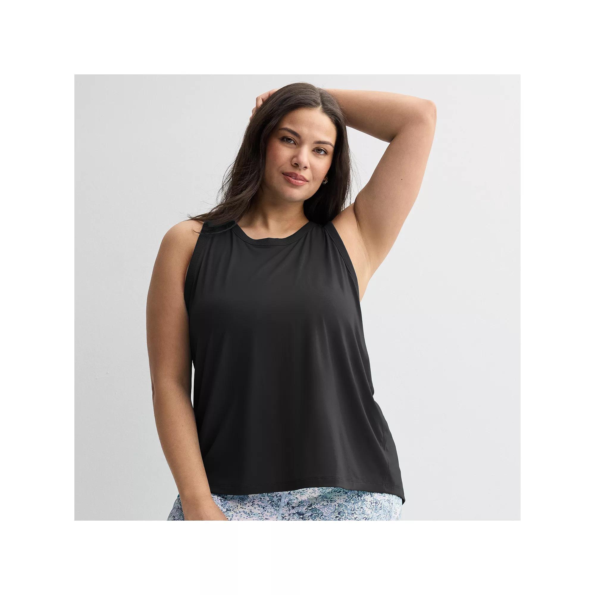 Plus Size Tek Gear® Pleat Easy Tank Top, Women's, Size: 2XL, Mineral Black Product Image