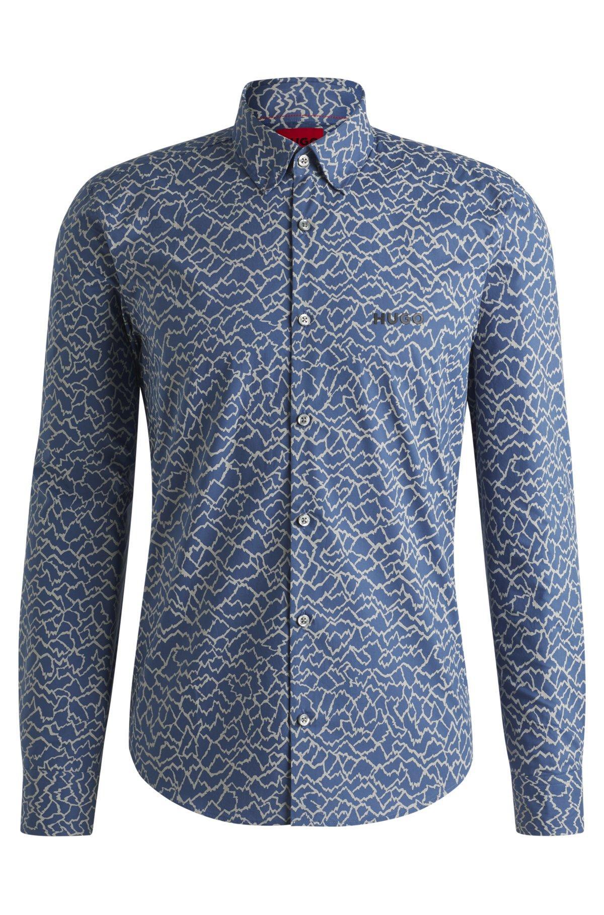 Slim-fit shirt in abstract print cotton Product Image