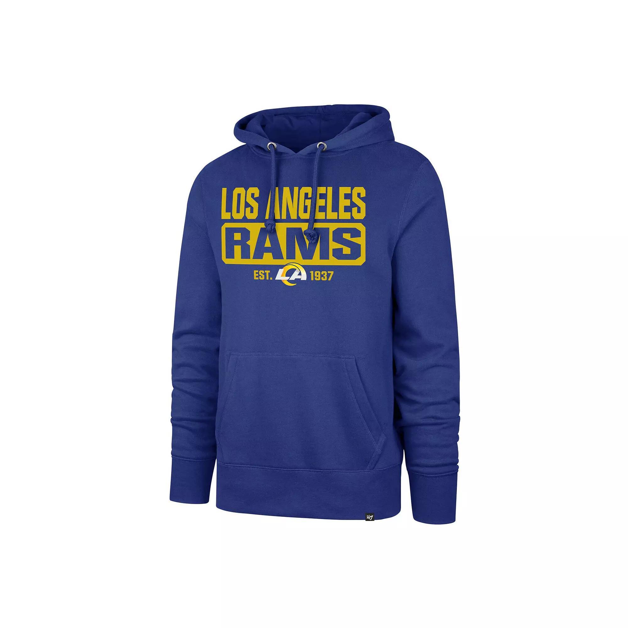 Men's '47 Royal Los Angeles Rams Box Out Headline Pullover Hoodie,  Product Image