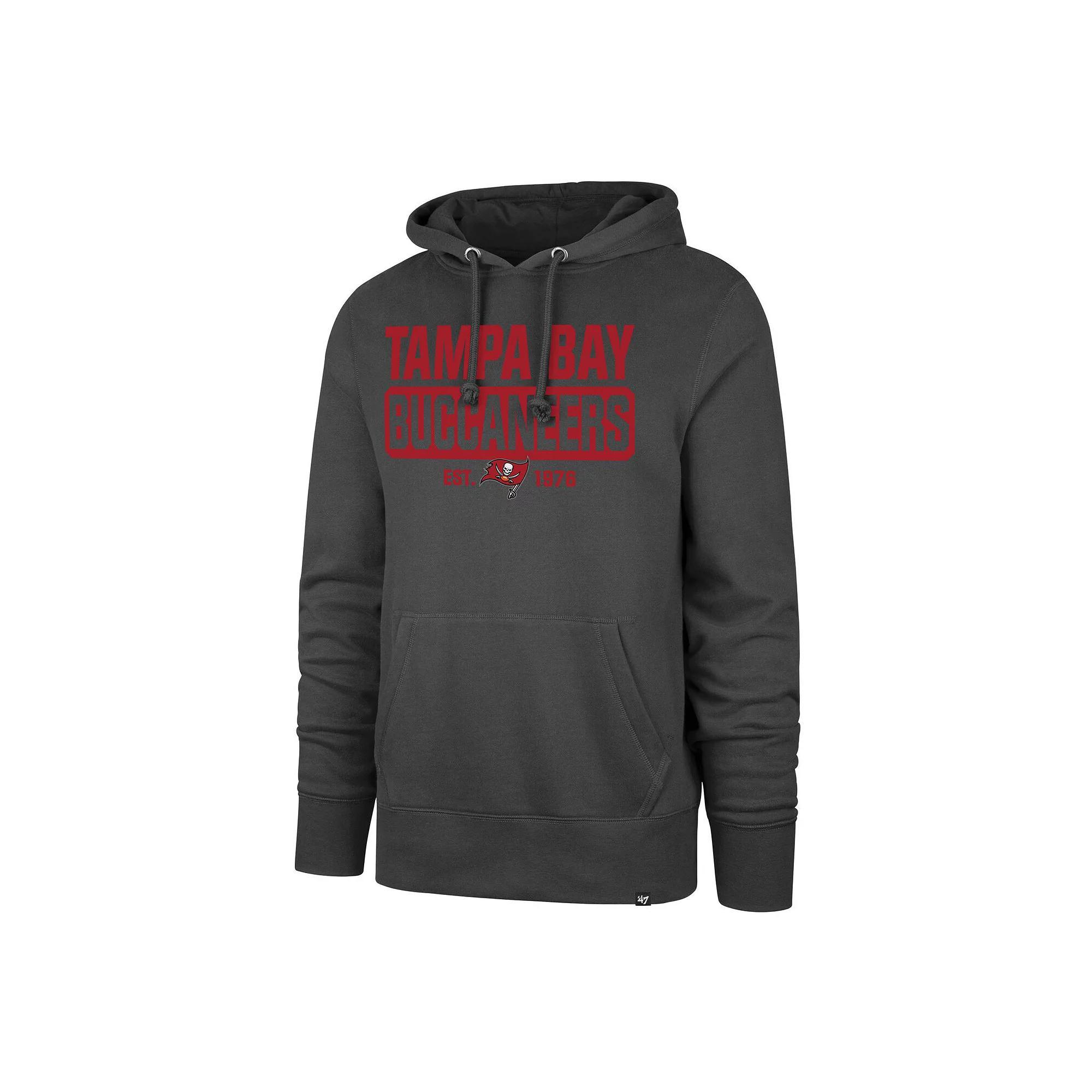 Men's '47 Pewter Tampa Bay Buccaneers Box Out Headline Pullover Hoodie,  Product Image