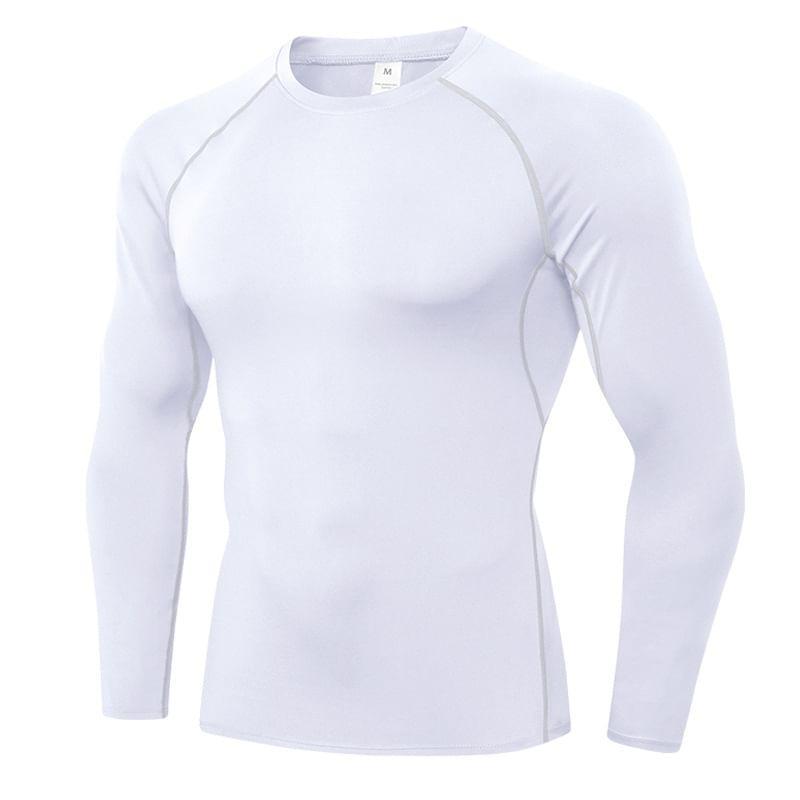 Long-Sleeve Round Neck Plain Sport T-Shirt Product Image