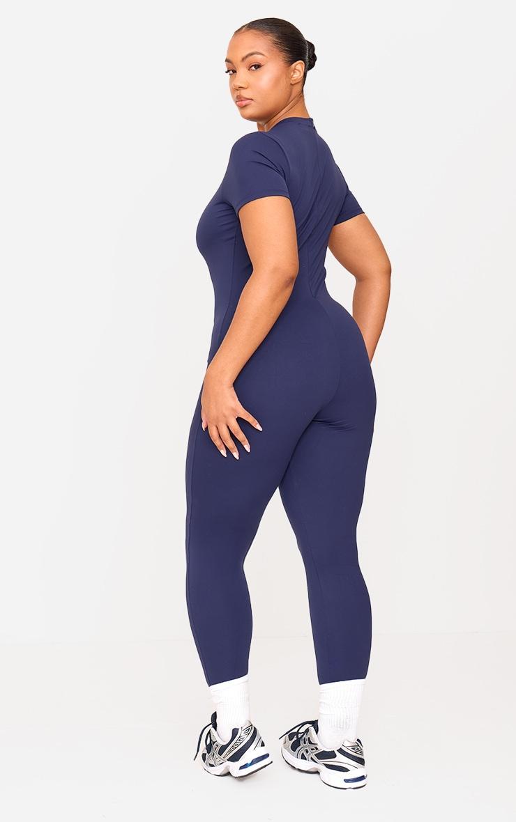 Navy Sculpt Short Sleeved Unitard Product Image