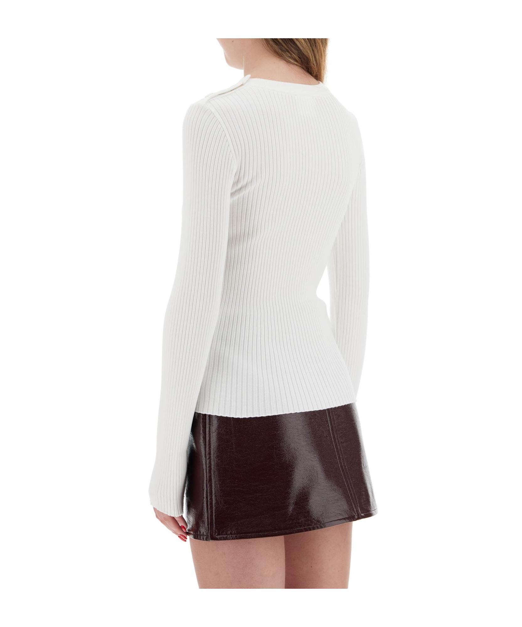 COURRÈGES Pullover In Maglia Stretch A Coste In White Product Image