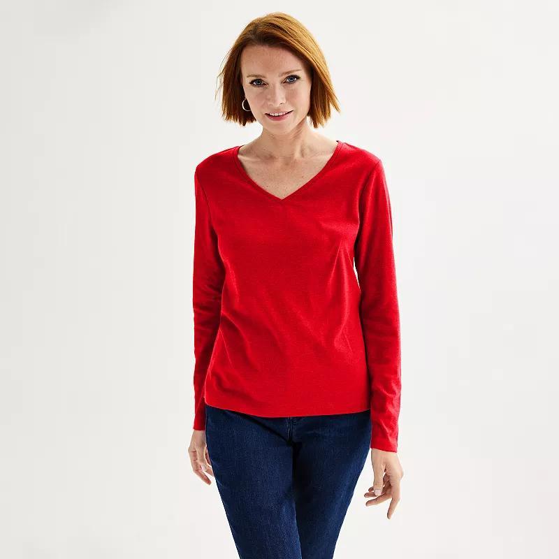 Womens Croft & Barrow Essential Long Sleeve V-Neck Tee Product Image