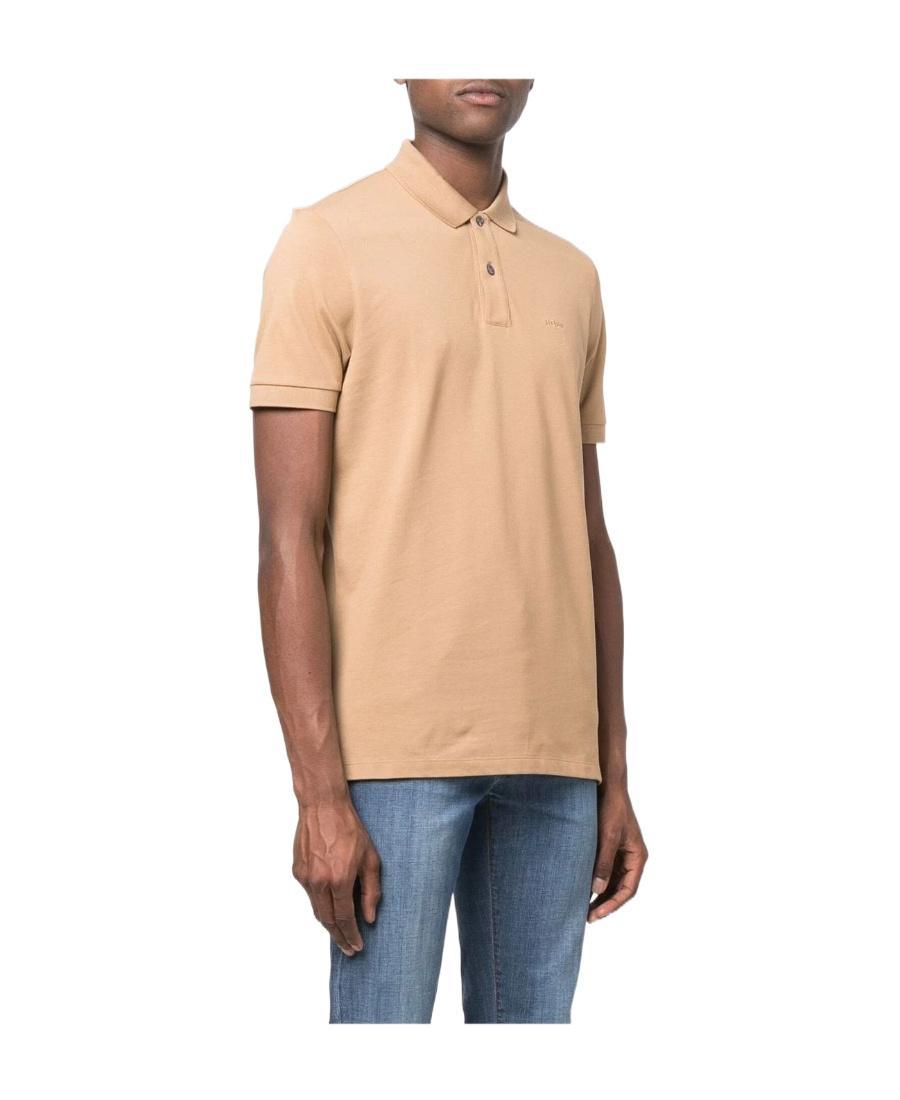 HUGO BOSS Embroidered-logo Polo Shirt In Nude Product Image