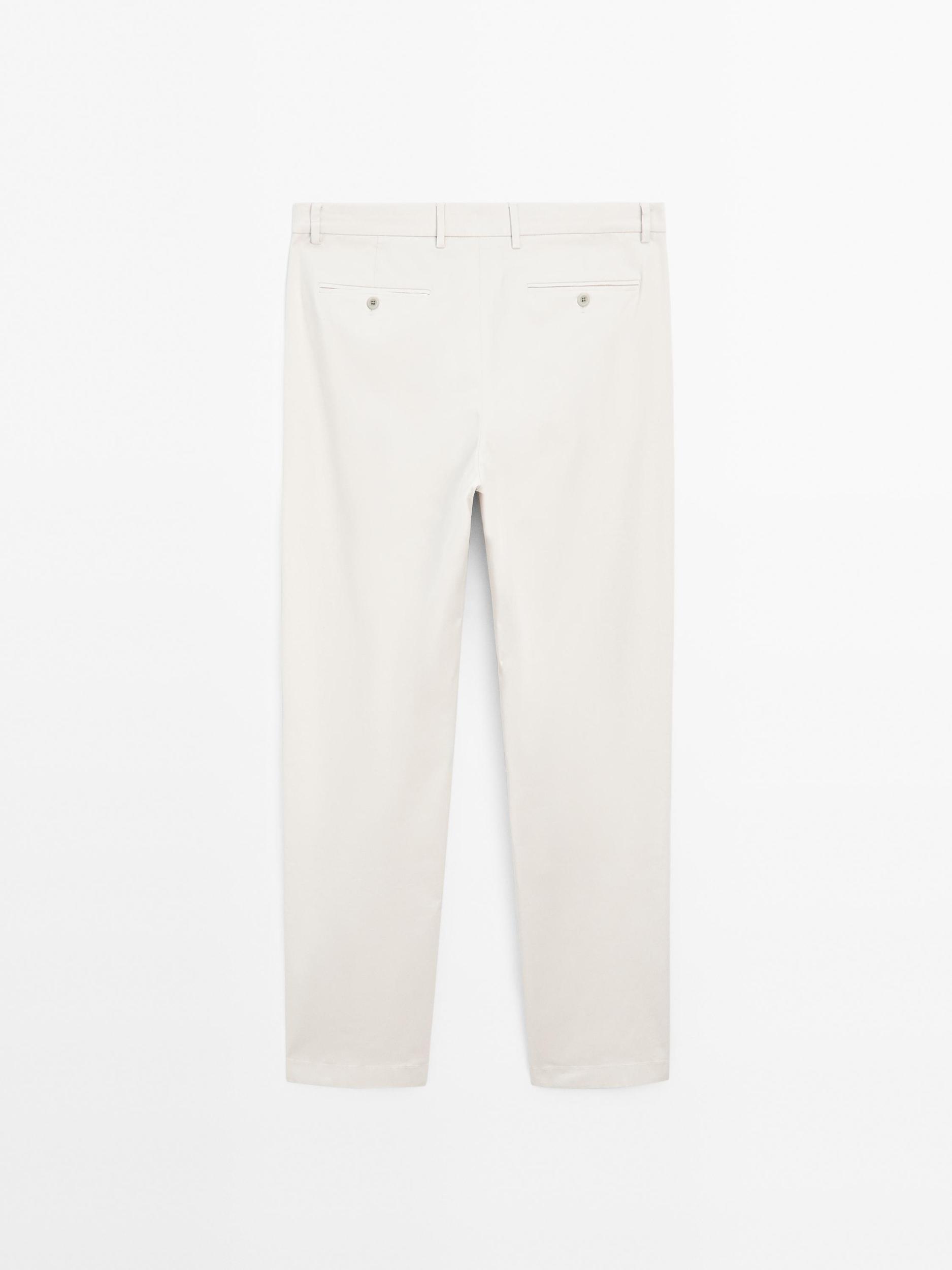 Cotton blend slim fit trousers Product Image