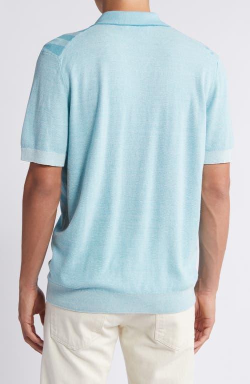 BUGATCHI Men's Palm-print Johnny Collar Short-sleeve Polo Sweater In Jade Product Image