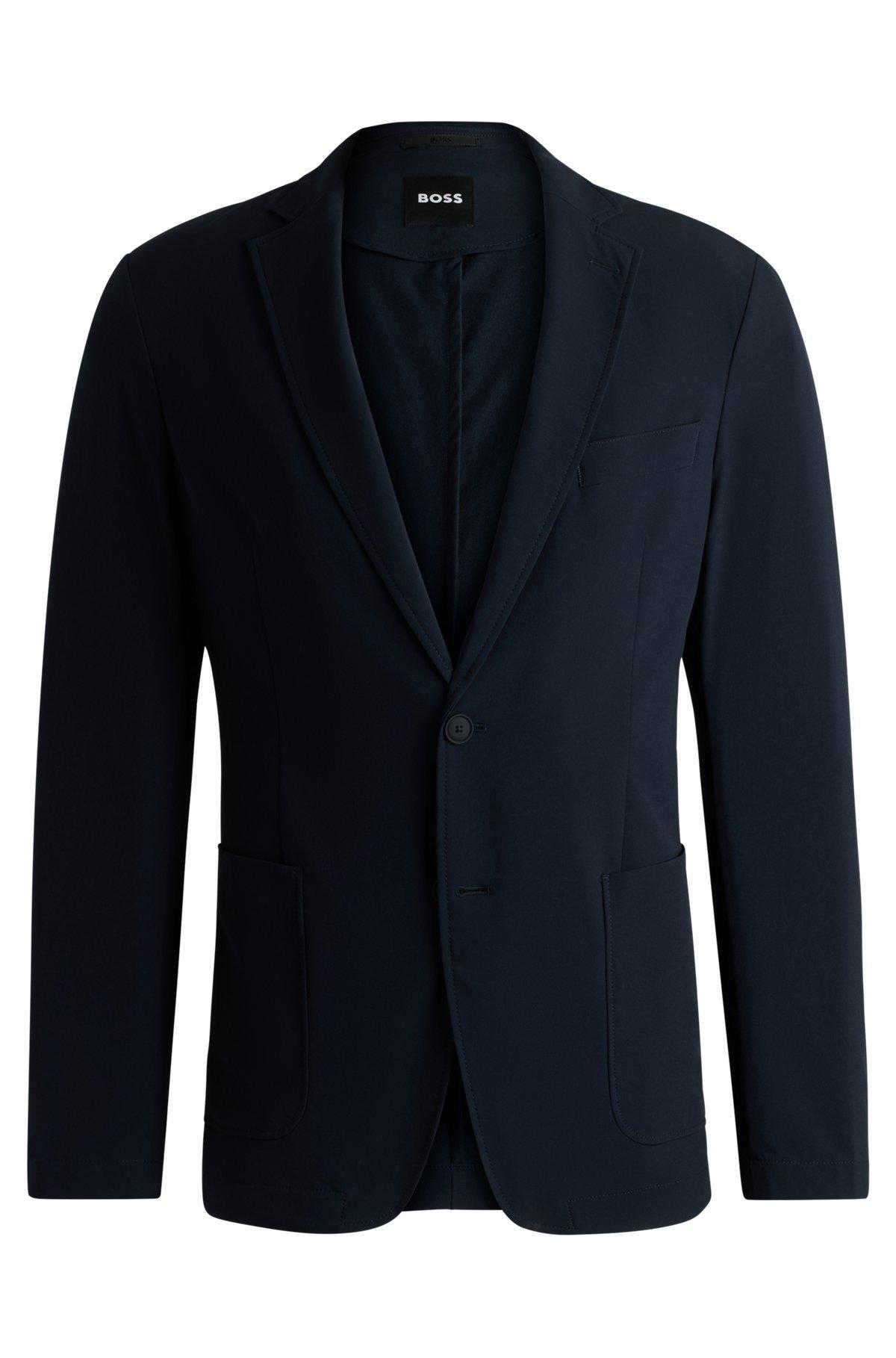 Slim-fit suit jacket in travel-friendly stretch softshell Product Image