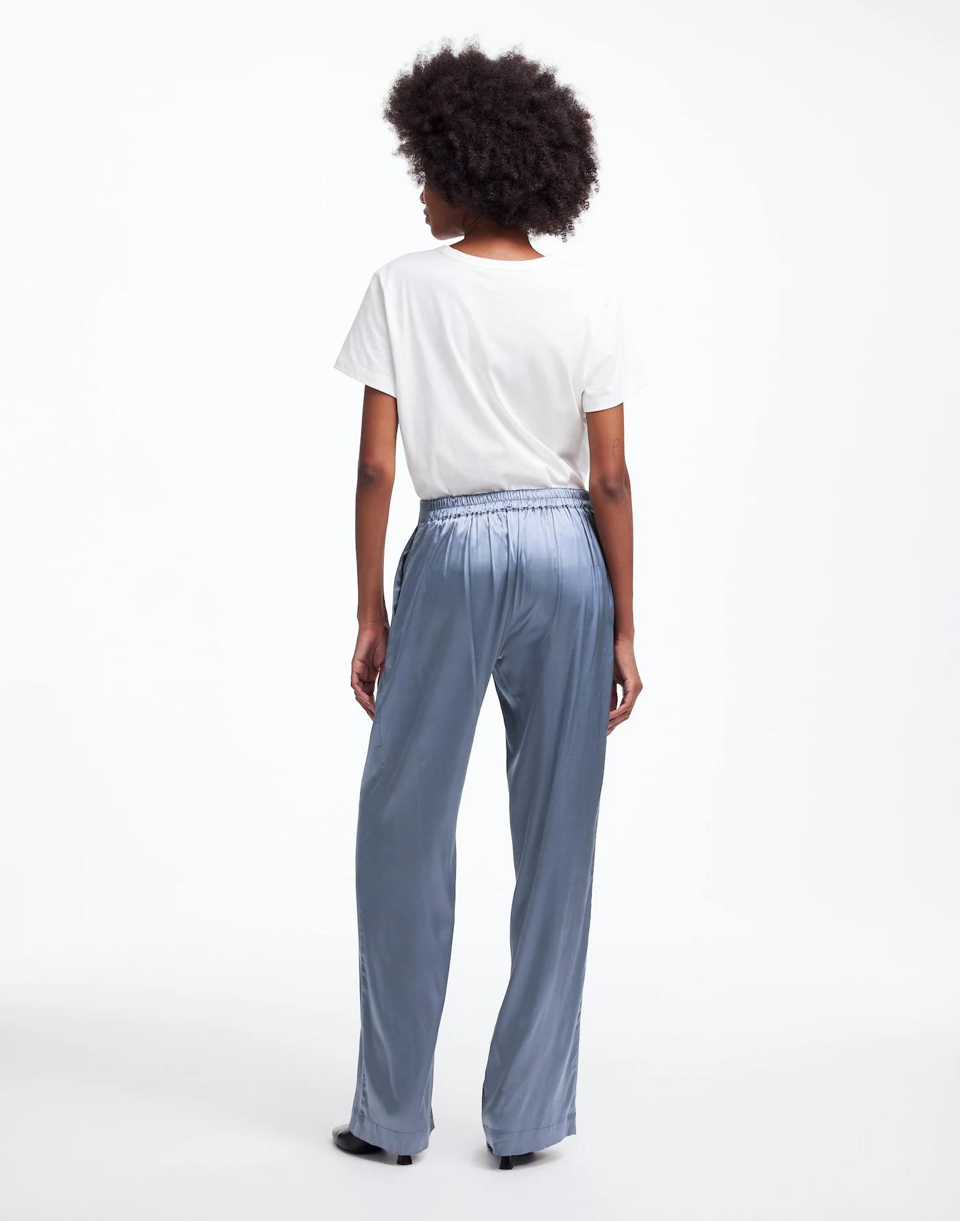 Pull-On Straight Pants in Stretch Satin Product Image