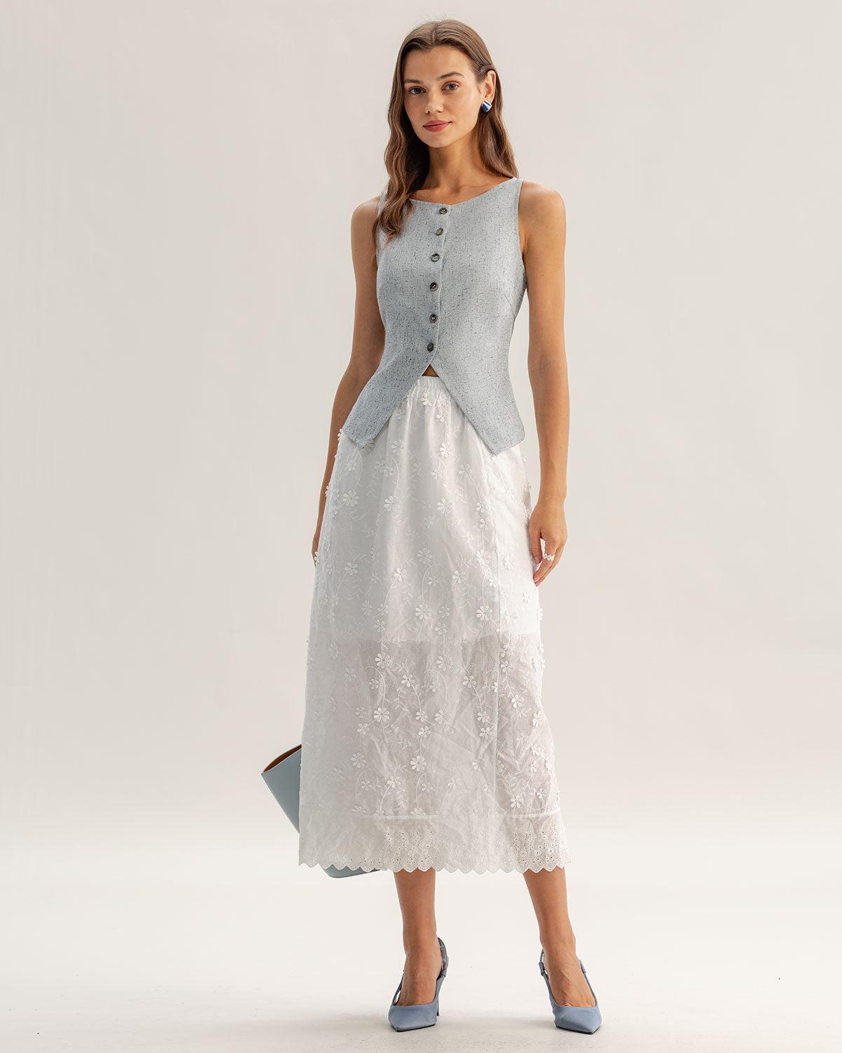 Blue Textured Button Vest Product Image