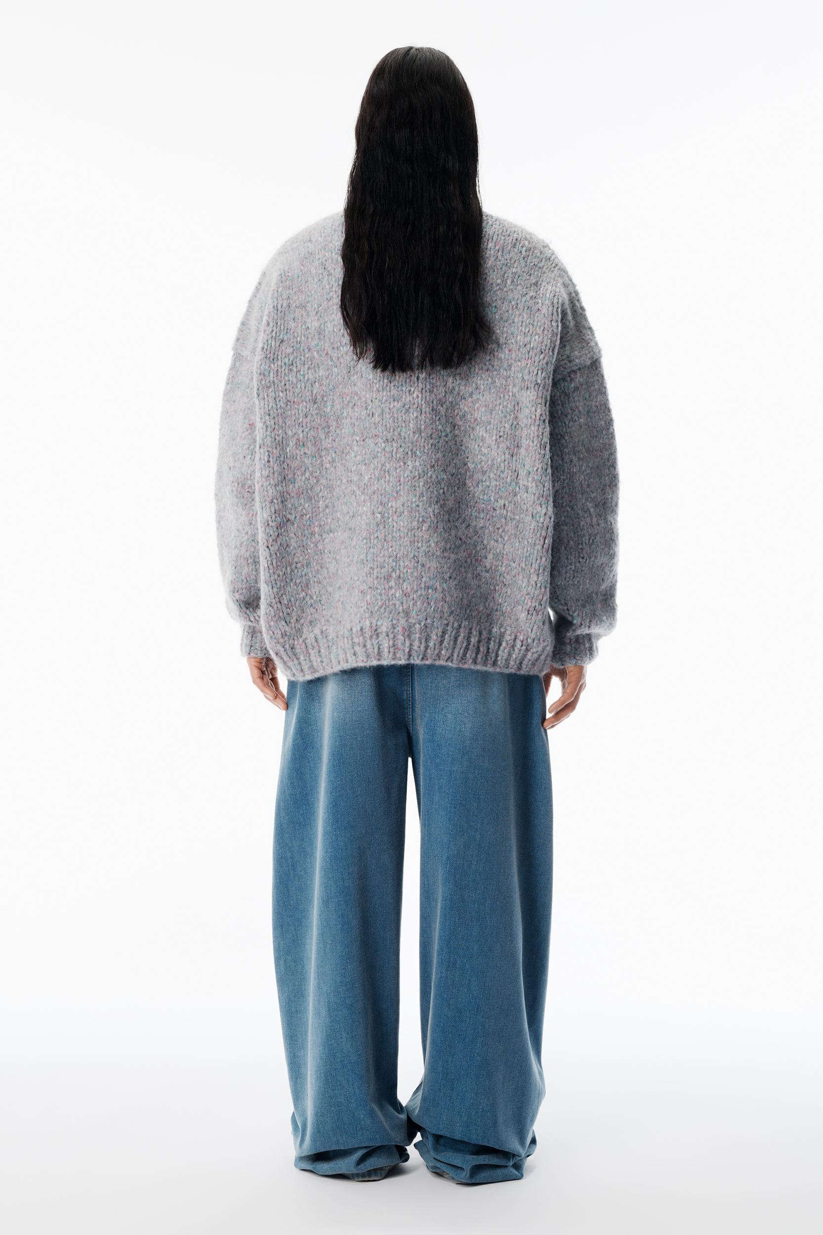 Grey Oversized Pullover With Hand-crochet Logo  Product Image