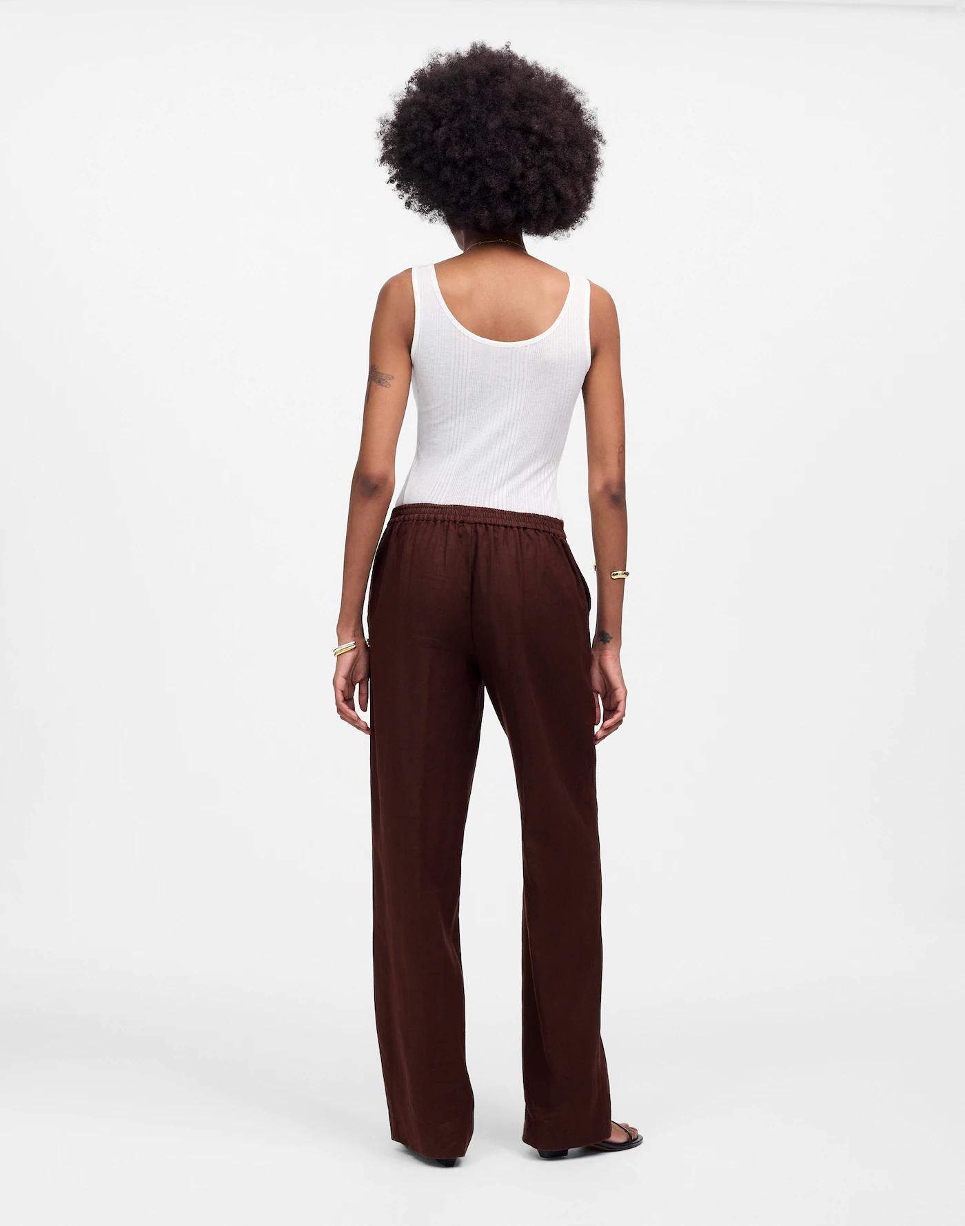 The Petite Easy Pull-On Pant in 100% Linen Product Image