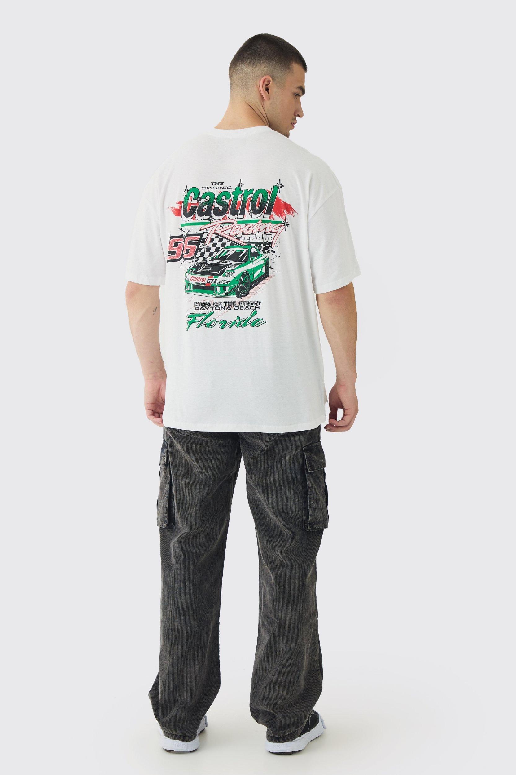 Tall Oversized Castrol GTX License Print T-Shirt | boohooMAN USA Product Image