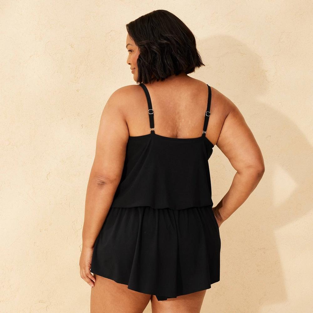 Womens Full Coverage Swim Romper - Shade & Shore Black 20 Product Image