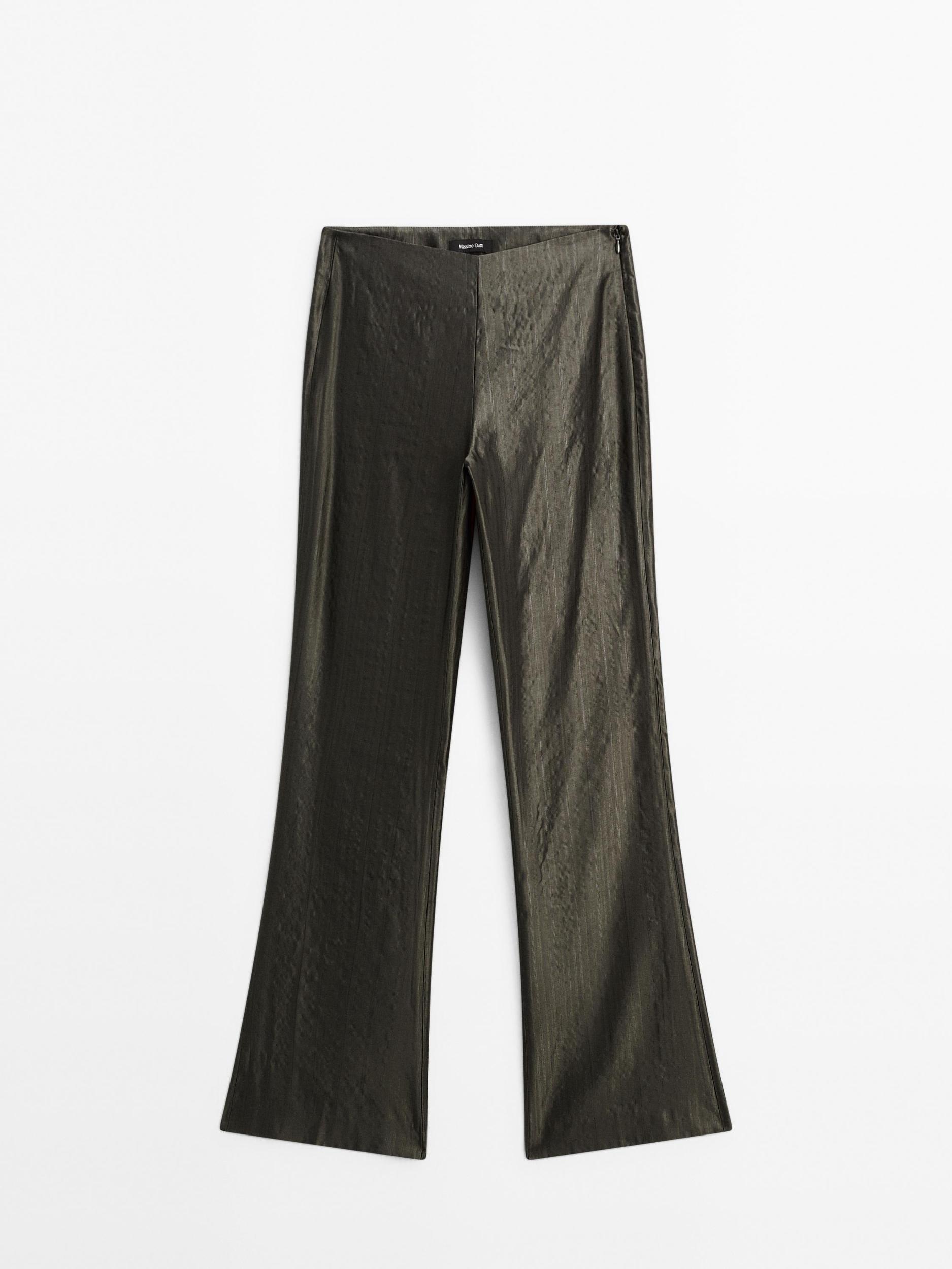 Mid-rise flared jacquard trousers Product Image