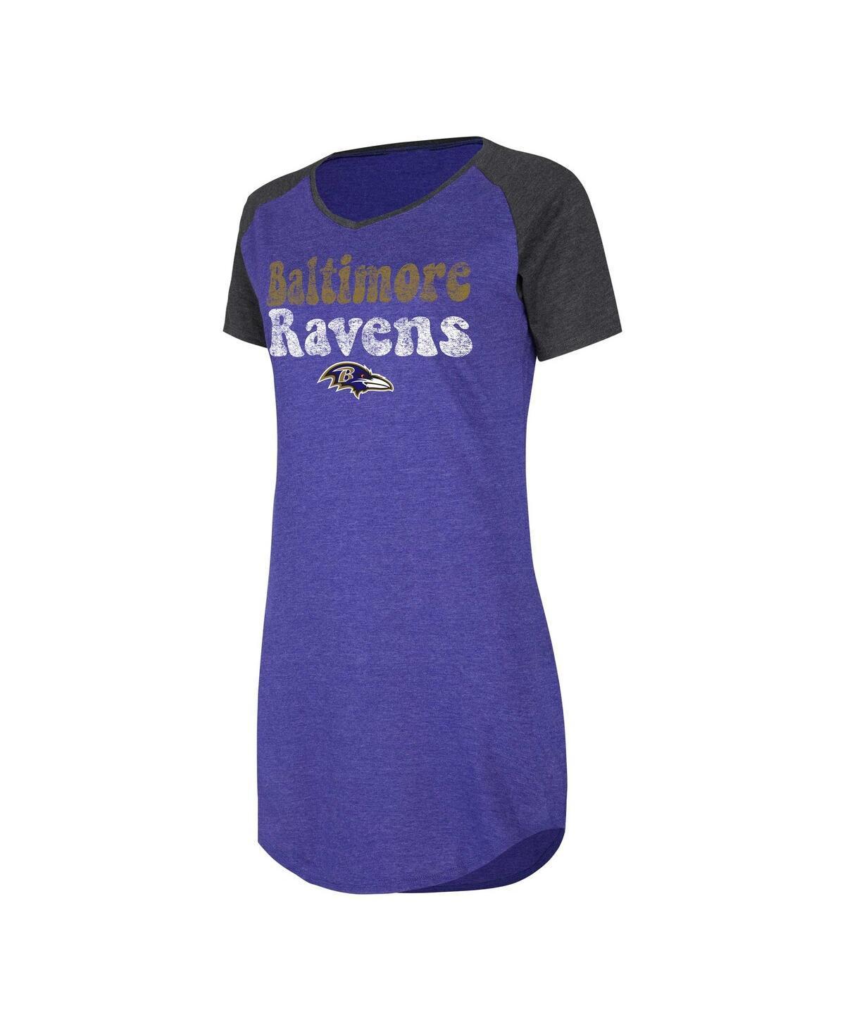 Womens Concepts Sport /Black Baltimore Ravens Raglan V-Neck Nightshirt Product Image