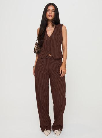 That Sweet Set Brown Pinstripe Product Image
