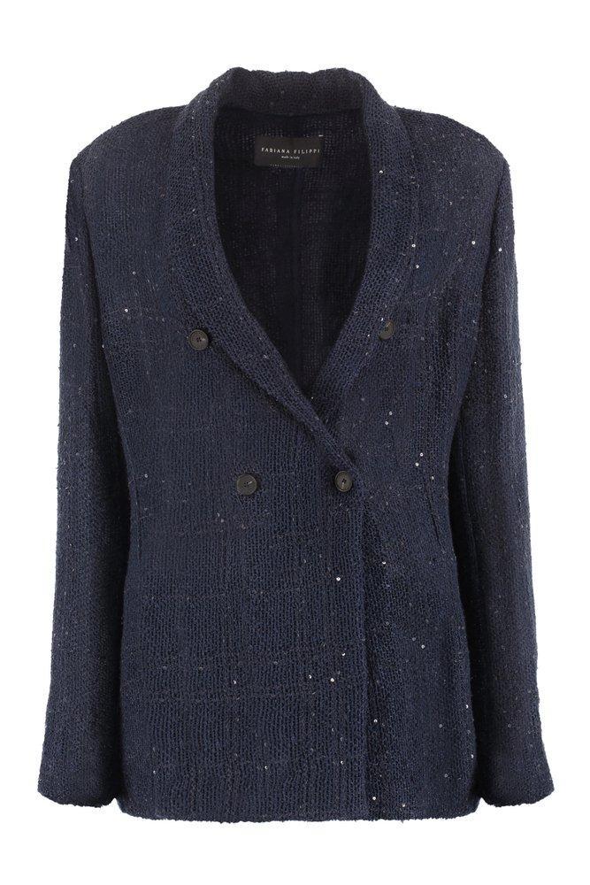 FABIANA FILIPPI Squin Embellished Single Breasted Blazer In Blue Product Image