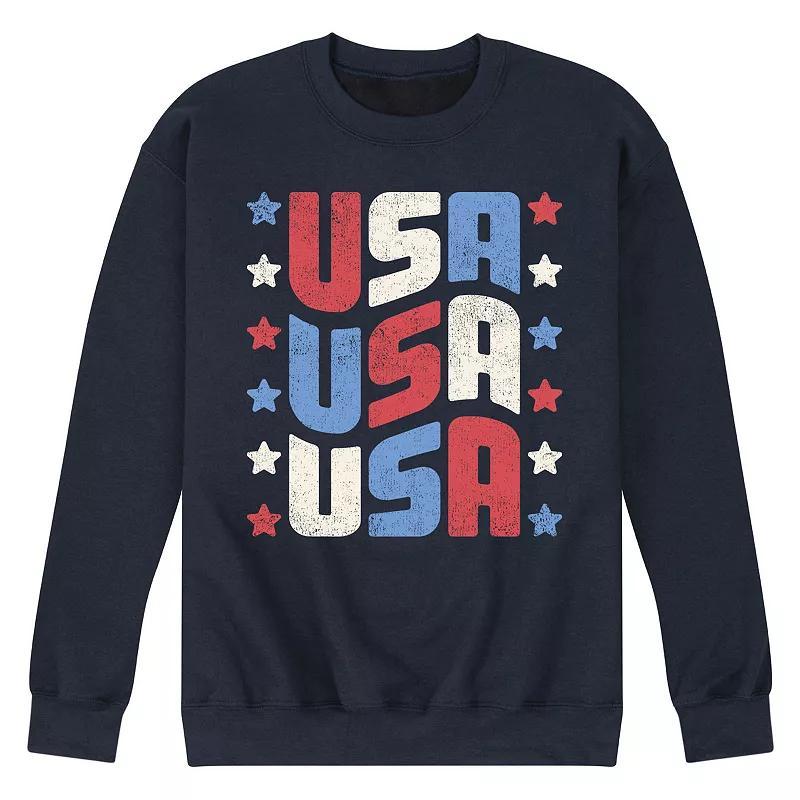 Mens USA Stacked Fleece Sweatshirt Grey Gray Product Image