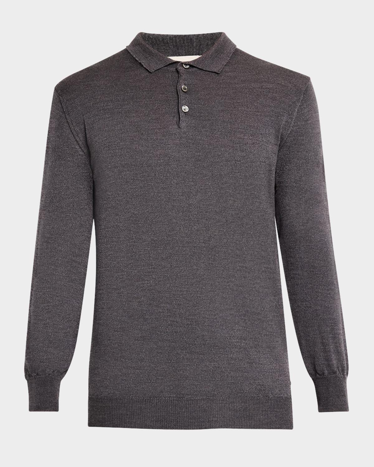 Men's Solid Polo Sweater Product Image