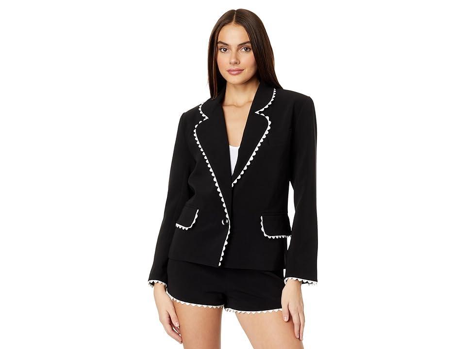 English Factory Rickrack Edge Blazer White) Women's Clothing Product Image