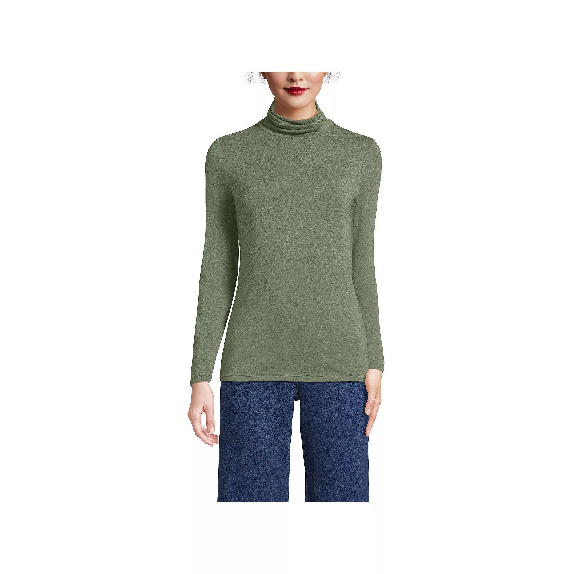 Petite Lands' End Lightweight Fitted Long Sleeve Turtleneck, Women's,  Product Image