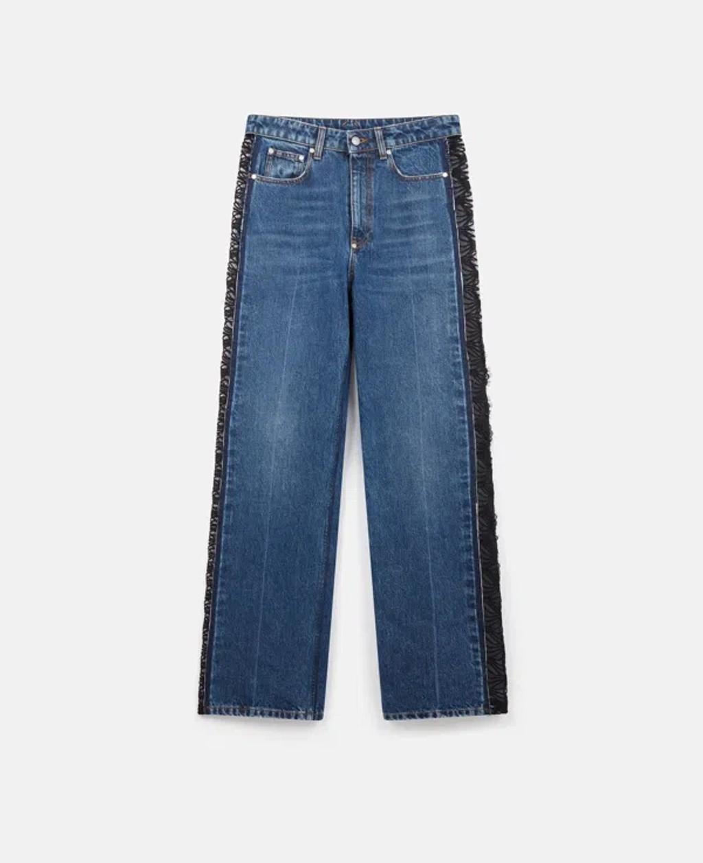 STELLA MCCARTNEY Lace High-rise Straight Leg Jeans In Azul Product Image