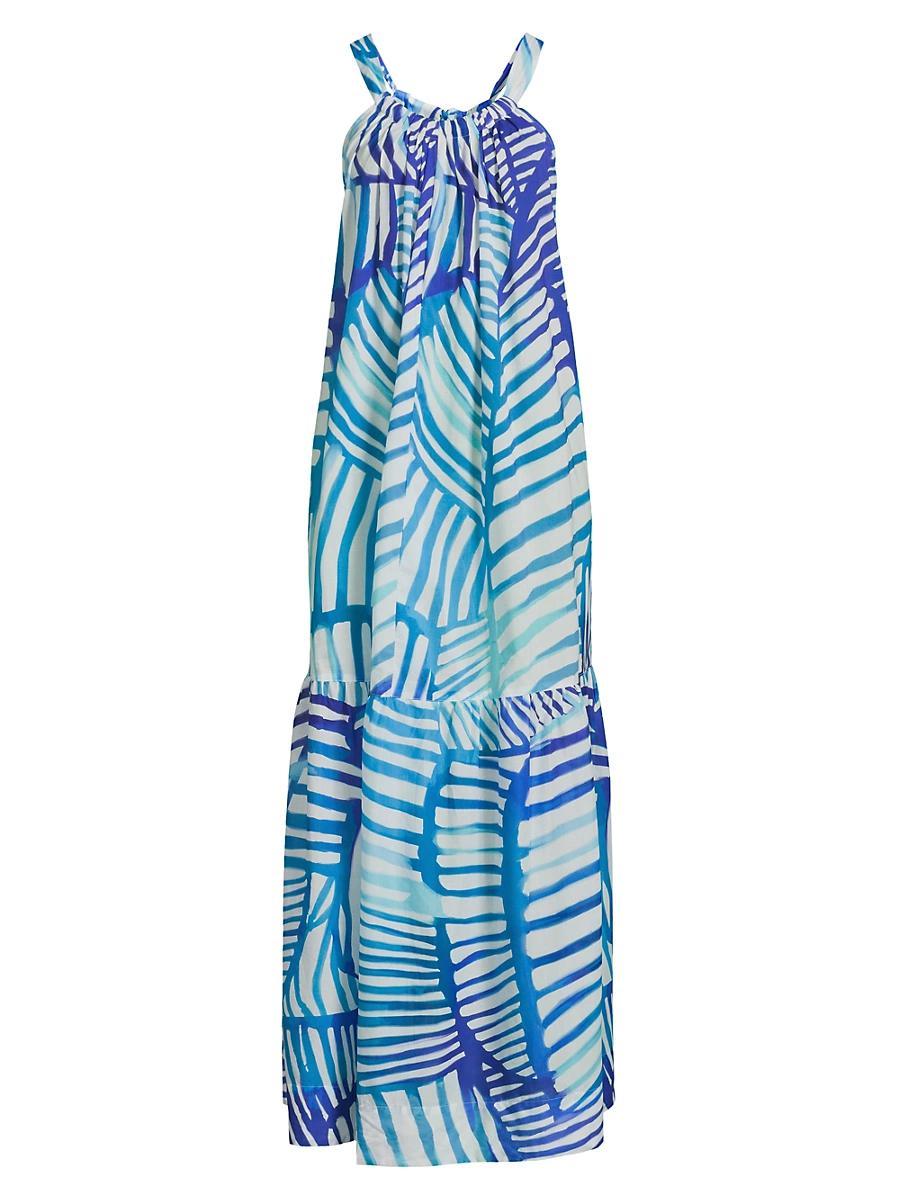 Womens Abstract-Print Halter Cover-Up Maxi Dress Product Image