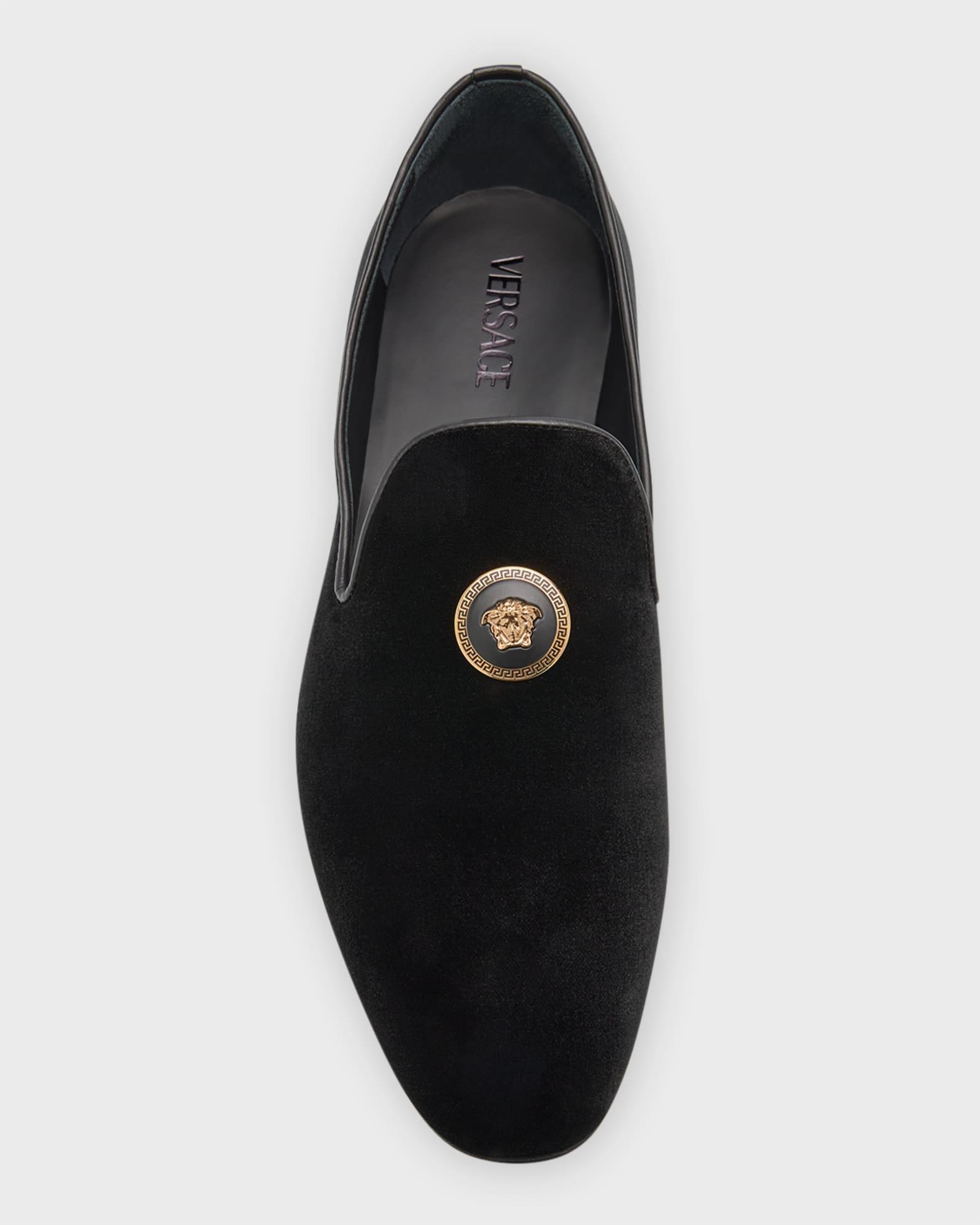 Men's Medusa Ornament Suede Smoking Slippers Product Image