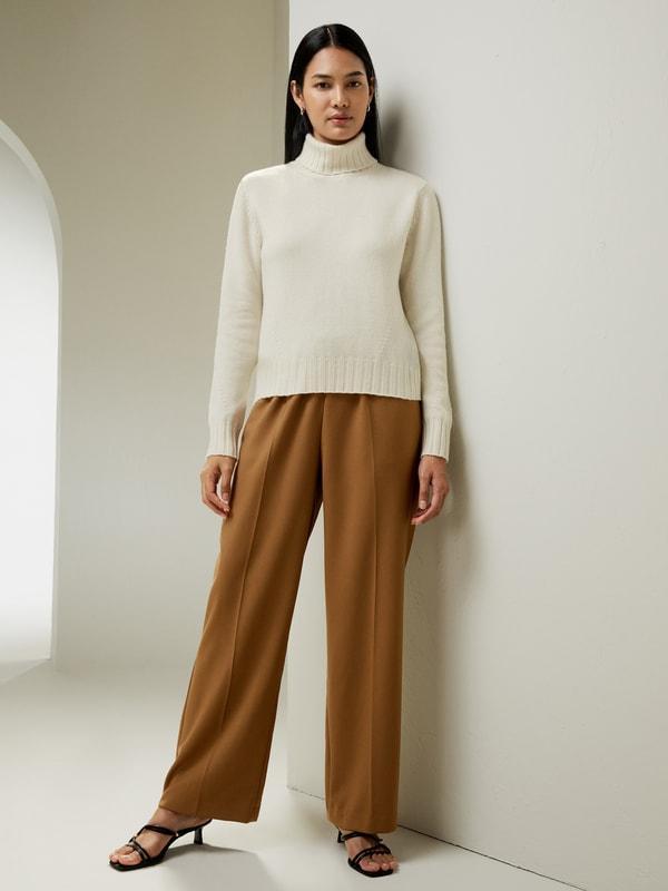 LILYSILK Womens Merino Wool Turtleneck Cashmere Sweater White Wool&Cashmere Luxurious Needlework Design Sweater S Product Image