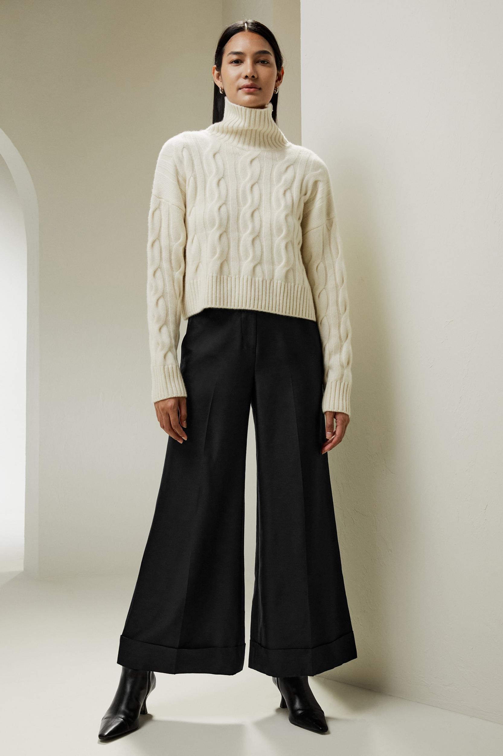 Cable Knit Cashmere Turtleneck Sweater Product Image
