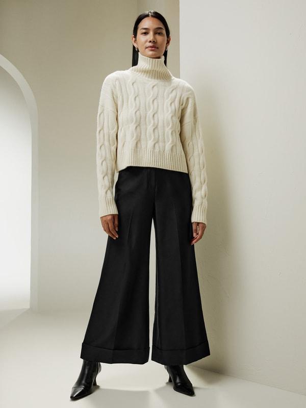 Cable Knit Cashmere Turtleneck Sweater Product Image