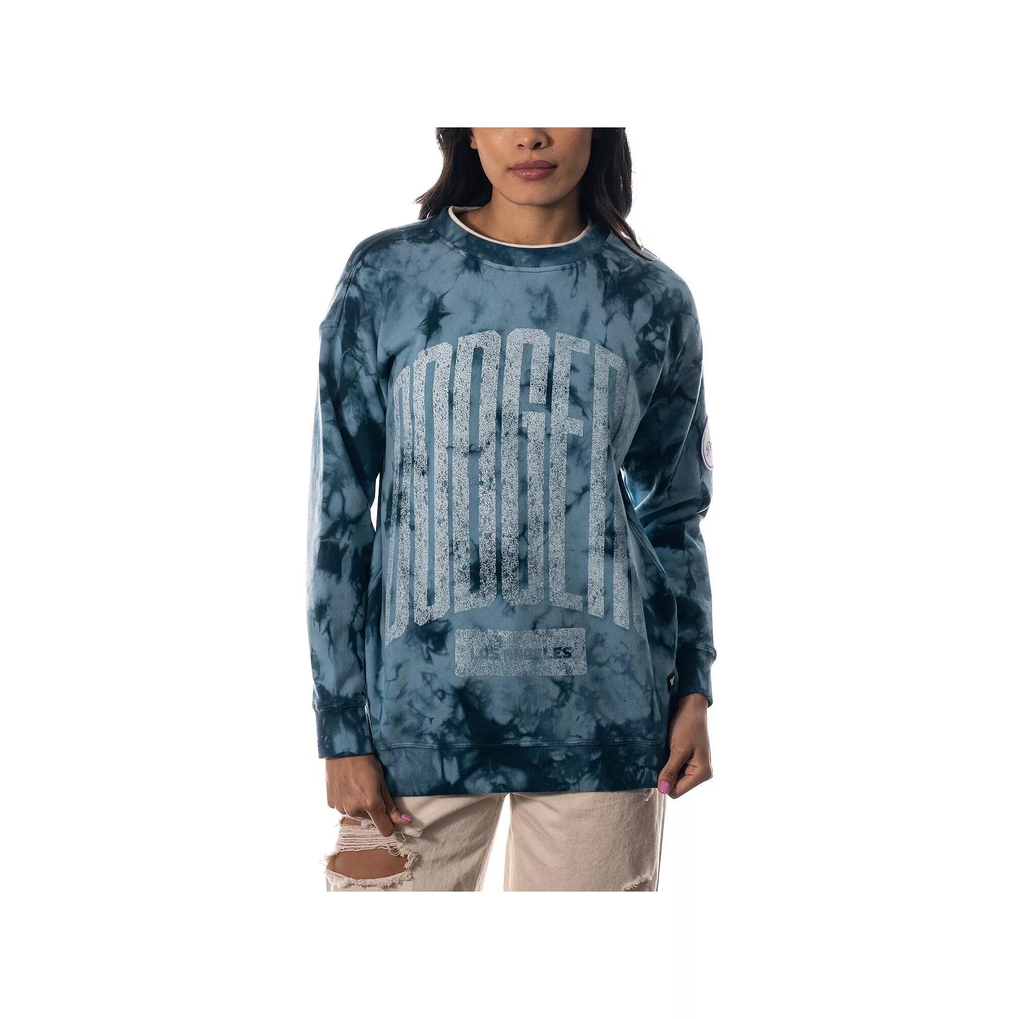 Women's The Wild Collective Blue Los Angeles Dodgers Overdyed Pullover Sweatshirt,  Product Image