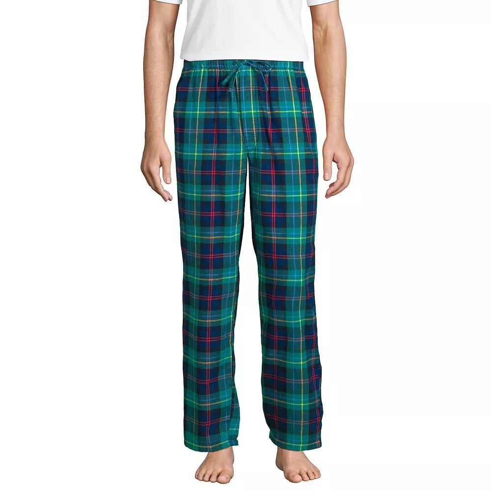 Men's Lands' End Flannel Pajama Sleep Pants, Size: Small, Green Navy Red Plaid Product Image