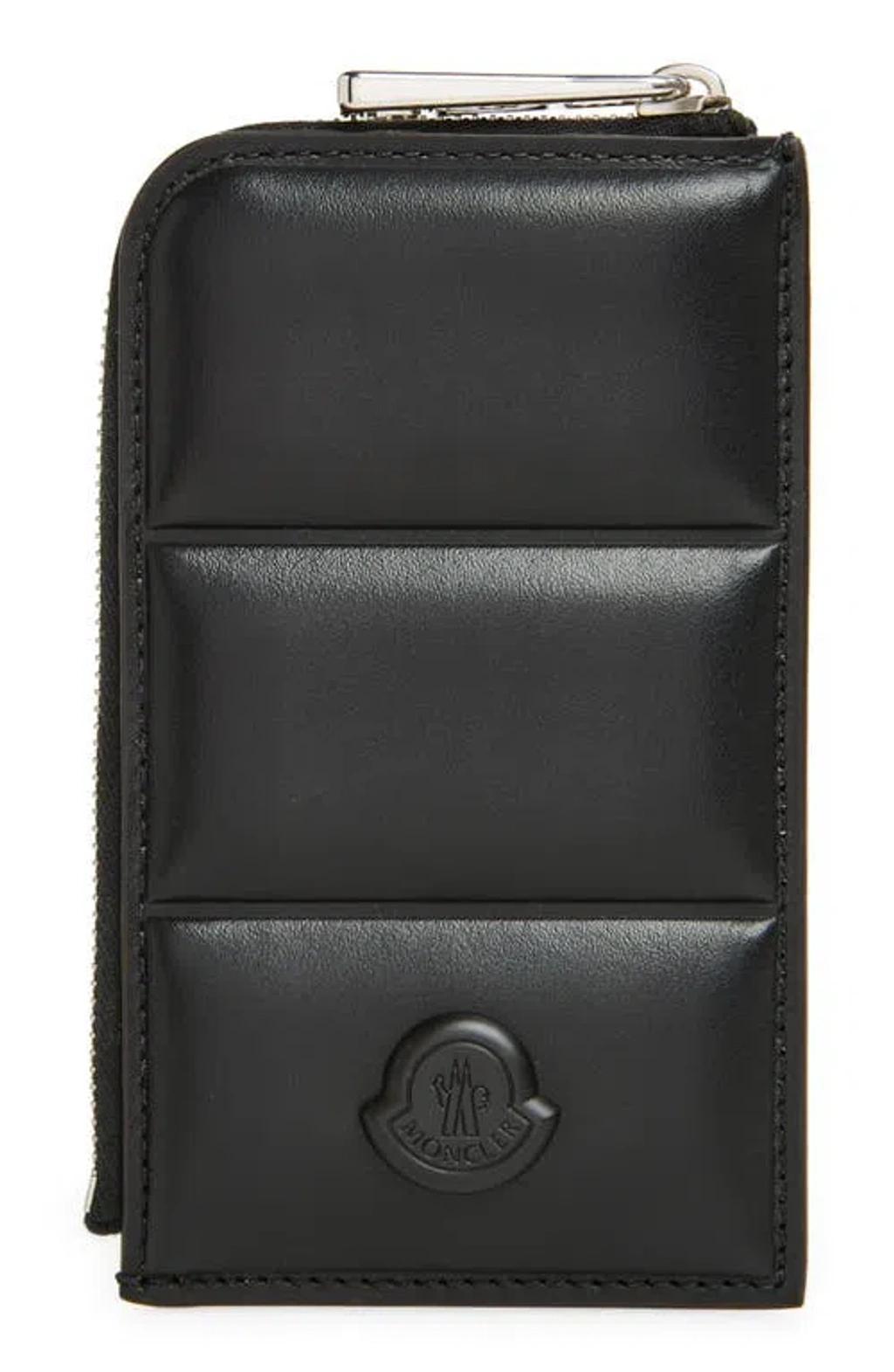 MONCLER Quilted Leather Card Case In Black Product Image