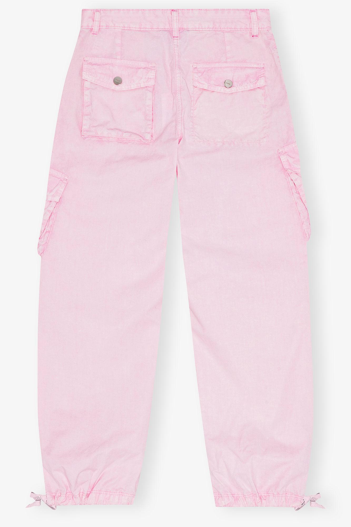 Pink Washed Cotton Twill Pants Product Image
