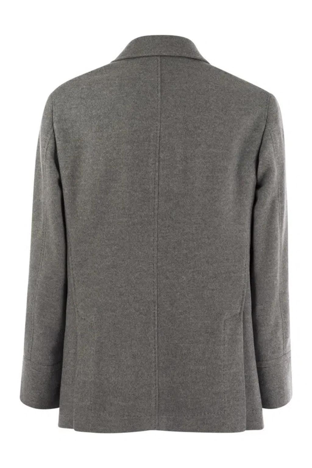 BRUNELLO CUCINELLI One-and-a-half-breasted Cashmere Coat With Metal Buttons In Grey Product Image