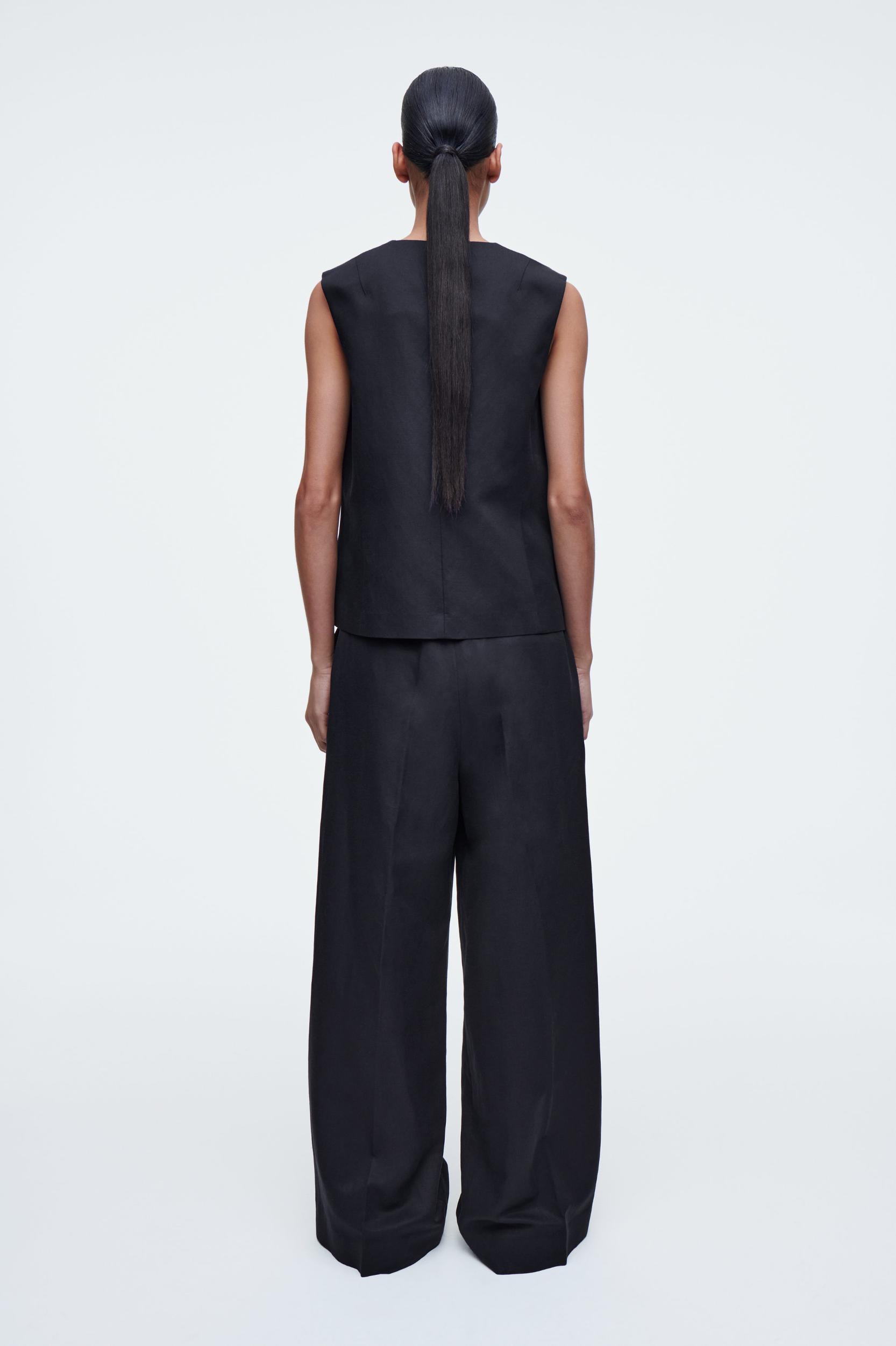 LINEN-BLEND TIE-FRONT VEST Product Image