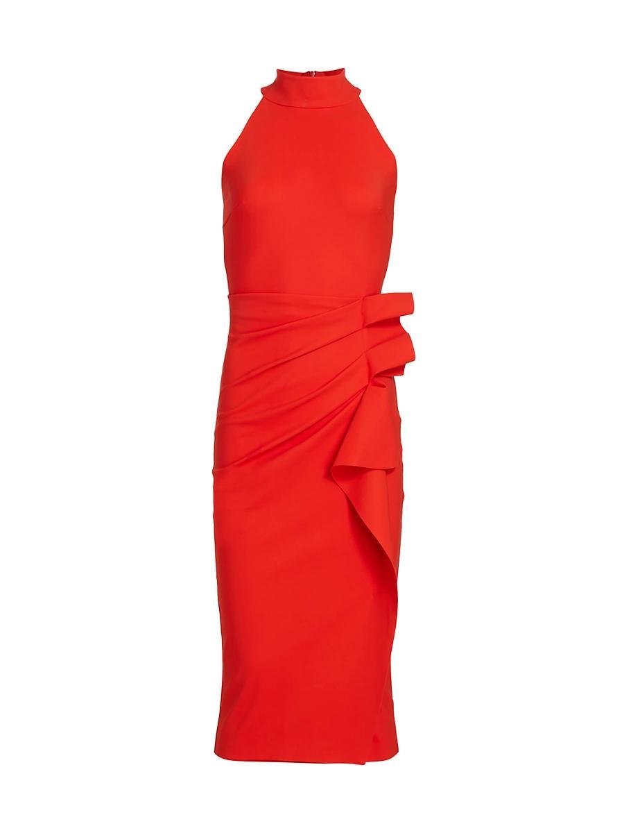 Womens Halter Ruffle Midi Dress Product Image