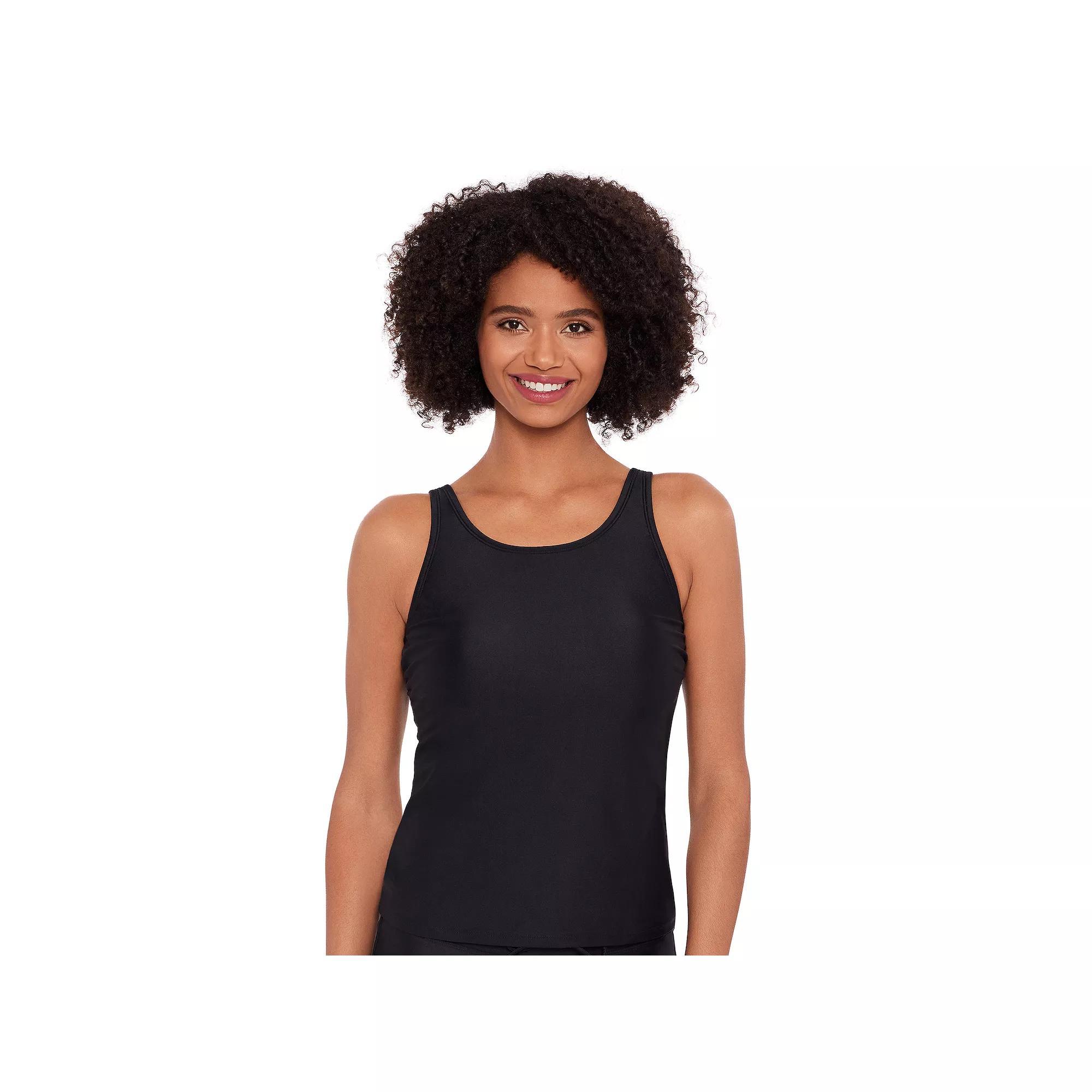 Women's Eco Beach Scoop Neck Tankini Swim Top, Size: Large, Black Product Image